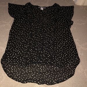 Black blouse with white polka dots
